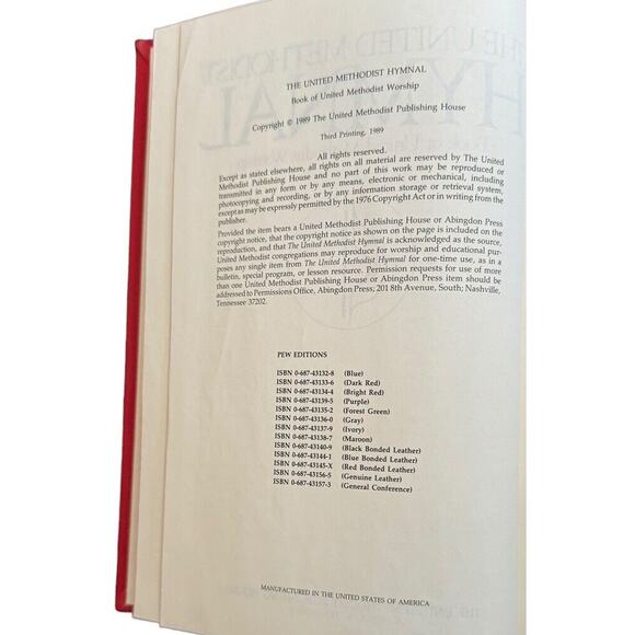 The United Methodist Hymnal 1989 VTG Red Hardcover Worship Church Music READ - Picture 4 of 7